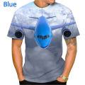 New Summer Fashion Blue Sky And Airplane 3D Printed T-Shirt Unisex Cool Casual Short-Sleeved T Shirt Breathable Oversized Tees. 