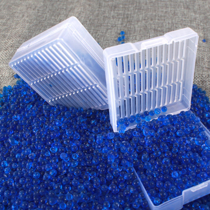 【ZOSR】Original 3Pcs Reusable Silica Gel Desiccant Dehumidifier Moisture Absorb Beads Box (Blue)