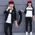 Girls' Clothing Middle School Student Sports Suit Female Spring and Autumn Large Size Women's Clothing Korean Style Casual Sweatshirt Older Children Three-Piece Suit Autumn. 