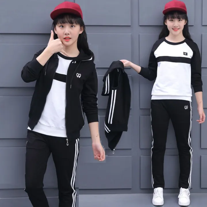 Girls'%20Clothing%20Middle%20School%20Student%20Sports%20Suit%20Female%20Spring%20and%20Autumn%20Large%20Size%20Women's%20Clothing%20Korean%20Style%20Casual%20Sweatshirt%20Older%20Children%20Three-Piece%20Suit%20Autumn%20-%20Image%205