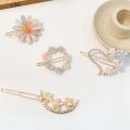 Korean Daisy Flower Rhinestone Hairpin / Women Exquisite Bangs Hair Clips / Girls Hair Accessories. 