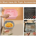 2Piece Air Fryer Silicone Liners Square Reusable Air Fryer Liners Foldable Pink and Grey. 