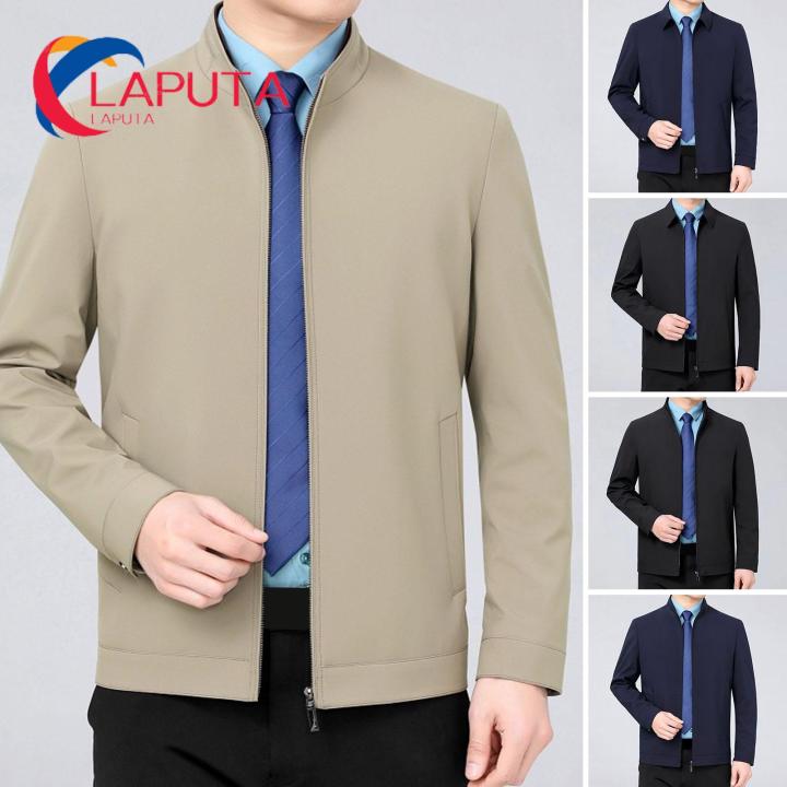 Long sleeved Men Coat Stylish Men s Business Jacket Trendy Lapel Collar Slim Fit Zipper Cardigan Perfect Outerwear for Southeast Asian Buyers Men Coat Daraz.lk