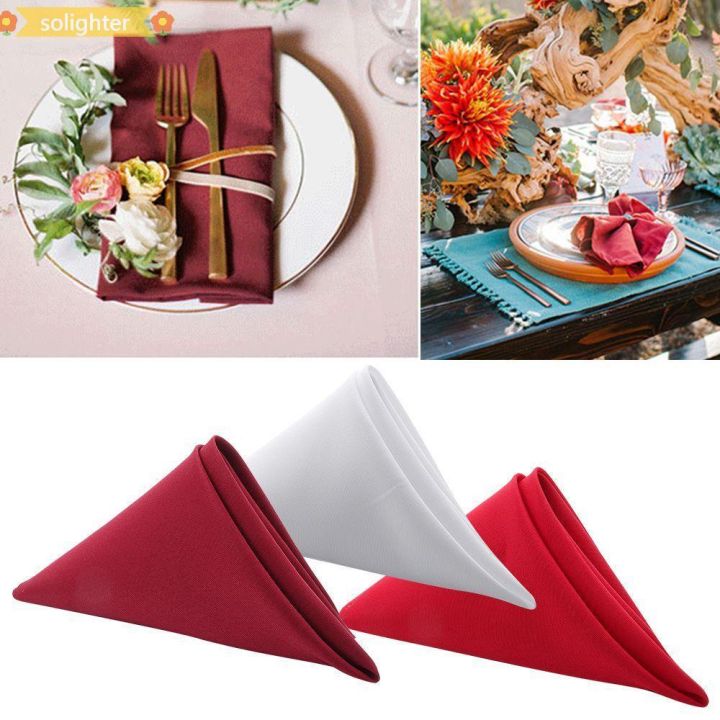 SOLIGHTER Hotel Cloth Napkins Soft Wedding Table Cloth Dinner Napkins Wedding Decoration Table Linen Party Supplies Washable Solid Red/Multicolor