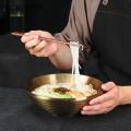 Noodle Bowl with Anti-slip Texture Korean Style Stainless Steel Soup Bowl Golden Silver Color Home Kitchen Utensils Stainless Steel Dessert Bowl. 