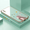 Hontinga for Vivo Y93 Y91C Back Cover Luxury 6D Plating Sunshine Girl Side Pattern Case Soft Silicone Square Phone Cases. 