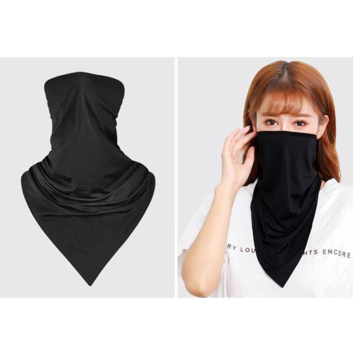 【happy one】OUTERDO Ice Fabric Cap Anti-UV Sunshade Bike Face Mask Headwear Cycling Bandana Mask Fishing Sports Cool Scarf - Black (black)