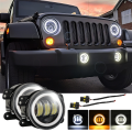 4 Inch Angel Eyes LED Fog Light Car Front Foglight 15000LM Replacement Auto Lamp DRL Driving Fog Lamp for Offroad. 