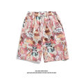 Hawaiian Quick-Drying Thin Floral Shorts Men's Hong Kong Style Loose-Fitting Loungewear Casual Shorts Korean Style Seaside Couple's Cropped Pants. 
