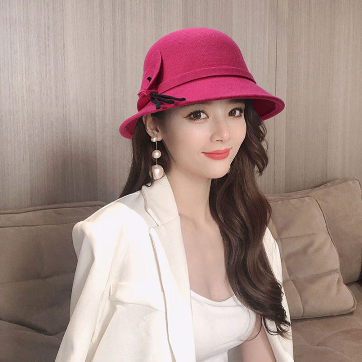 chunren%20Women's%20Jazz%20Cap%20Retro%20Winter%20Fedoras%20Bucket%20Hat%20Felt%20Hat%20Bowknot%20Trilby%20-%20Image%206