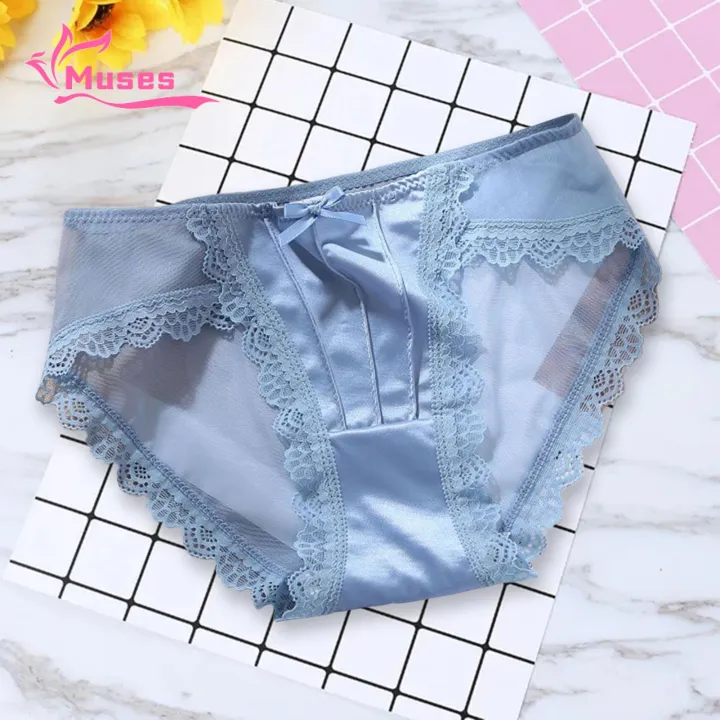 Muses%20Mall%20Lace%20Panties%20Lace%20Trim%20Low-rise%20Briefs%20Ice%20Silk%20Underwear%20for%20Daily%20Wear%20-%20Image%204