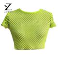Zentora Sun Protection Crop Top Stylish Sheer Mesh Crop Top O-neck Short Sleeve Slim Fit Tee Shirt for Fashionistas Women Cropped Tops. 