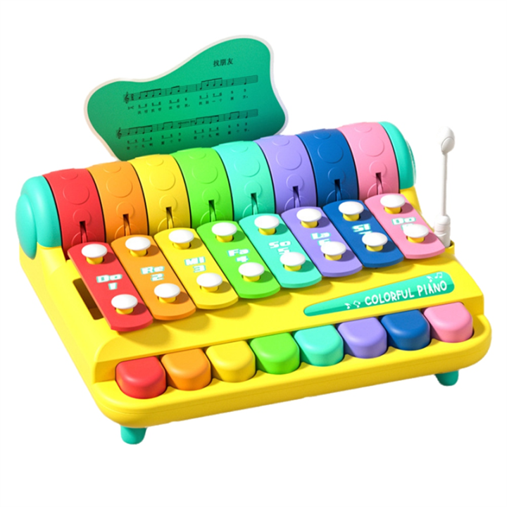 Children'S Xylophone Musical Instruments Toys 2-In-1Hand Tapping Piano Two in One Percussion Instrument Puzzle Eight Tones Hand Tapping Piano