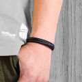 Classic Black Leather Bracelet For Men Hand Jewelry Gift Handsome Bracelet. 