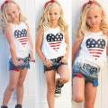 Toddler Baby Kids Girl Tank Top T-shirt+Denim Shorts Pants Outfit Clothes Set. 