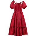 plus Size Women's Clothing 2024 Summer New Style French Tea Break Butterfly Design Pearl Cake Dress for Fat Girls. 