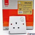 13A Plug Base - Orange Electric - Casablanca White - X5 Series - 3 Hole Square Pin - Switched Socket Outlet. 