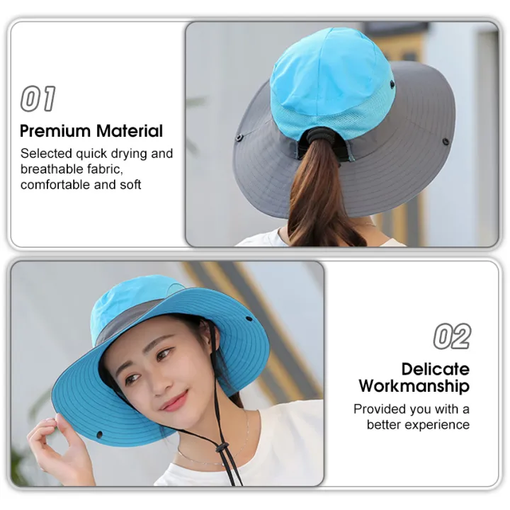 LouisWill%20Women's%20Hat%20Sun%20Hat%20Summer%20Color%20Blocking%20Tie%20Ponytail%20Sun%20Protection%20Quick%20Drying%20Breathable%20Extended%20Brim%20Outdoor%20Mountaineering%20Fisherman%20Hat%20For%20Girls%20Women%20-%20Image%208