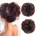 Wavy Hair Piece Messy Curly Hair Bun Invisible Hair Extensions Updo Synthetic Chignon Scrunchie Fake Hair Claw Clip Bun Women. 