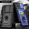 Lereach Case for Xiaomi Redmi 10 / Redmi 10 Prime Phone Case Camera Armor Protection TPU + PC Ring Light With Card Slot Stand and Phone Holder Shockproof Back Cover. 