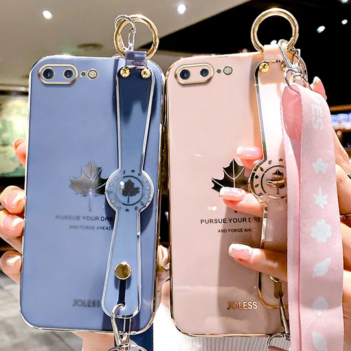 For%20iPhone%208%20Plus%20/%20iPhone%207%20Plus%20Back%20Cover%20with%20Lanyard%20+%20Wristband%20Fashion%20Shiny%20Maple%20Leaf%20Plating%20Bumper%20Stand%20Holder%20Case%20Camera%20Protection%20Soft%20Silicone%20Mobile%20Phone%20Cases%20-%20Image%204