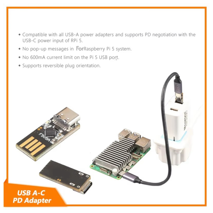Usb Pd Module Rpi For Raspberry Pi5 USB A-C PD Adapter Mini PD Trigger Activation Power ...