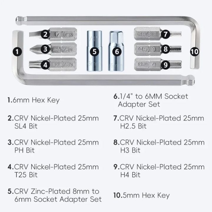 WEST%20BIKING%20Bicycle%2010-In-1%20Tool%20Kits%20CRV%20Steel%20Portable%20Magnetic%20Wrench%20Allen%20Keys%20Set%20MTB%20Road%20Bike%20Maintenance%20Multitools%20-%20Image%206
