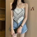 bellylady Women Cotton Spaghetti Strap Tank Tops Sexy Sleeveless Retro Printing Slim Fit Vest For Party Club. 