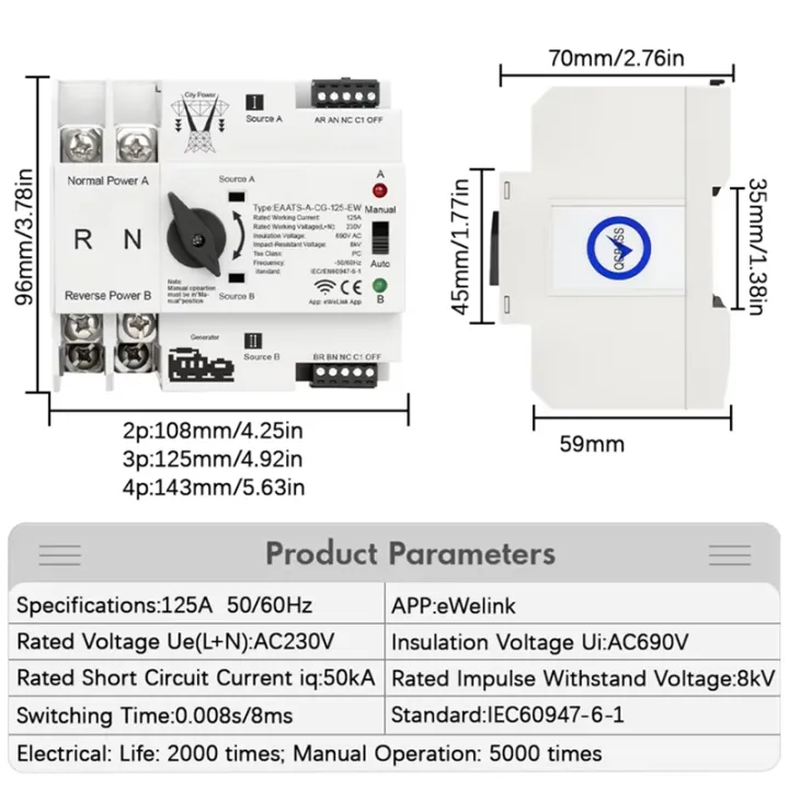 ATS%20Smart%20Dual%20Automatic%20Transfer%20Electrical%20Selector%20Switch%20Uninterrupted%20Supply%20125A%203P%20-%20Image%202
