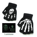 Fashion Halloween Style Gloves Horror Skull Bone Skeleton Half Gloves Novelty ZHANGBEI. 
