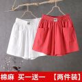 Single/Set of Two Cotton Linen Shorts Women's Summer Pure Cotton Loose Slimming Wide-Leg Pants Leisure Cargo Fifth Pants Trendy. 