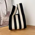 【ALLGOOD】1xKnit Handbag Handmade Knit Handbag Women Mini Knot Wrist Bag Casual Color Plaid Tote Bag Student Reusable Shopping Bags. 