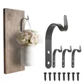 1Pc Iron Garden Wall Basket Plant Holder Hanger Flower Pot Hanging Bracket/Screw Black Lantern Light Holder Shape J Hook Shelf Accessories. 