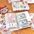 Cartoon PU Leather PU Photo Album Crayon Shin-chan Large Capacity Money Saving Binder Reusable Budget Saving Notepad. 