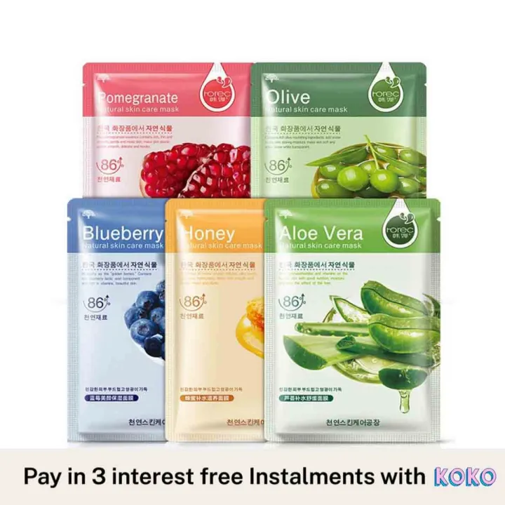Natural%20Essence%20Face%20Mask%205%20Pack%20Set%20(Organic%20Collagen%20Fruits%20Facial%20Sheet%20Mask)%20-%20Image%202