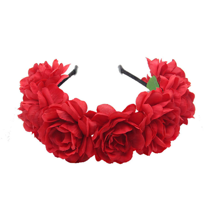 Fashion%20Women%20Bride%20Flowers%20Headband%20Mexican%20Style%20Rose%20Flower%20Crown%20Hairband%20Ladies%20Elastic%20Beach%20Hair%20Accessories%20Headband%20-%20Image%207