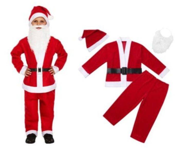 Kids Santa Claus Costume Children Santa Suit Christmas Santa Costume for Unisex Party Cosplay 6 9 Years Daraz.lk