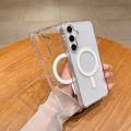 Transparent Magnetic Wireless Charging Jelly Case for Samsung Galaxy A15 A35 A55 A16 A26 A36 A56 A54 M56 A07 A17 A05 A05S A06 A23 A27 A57 A37 A34 A14 Shockproof Clear Cover. 