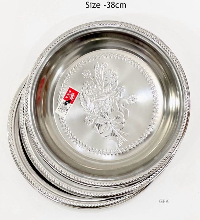 Stainless%20Steel%20Sawan%20Plate%20/%20Lunch,%20Dinner%20Food%20Plate%20Good%20Quality%20Large%20Round%20Tray%20Tableware%20for%20Outdoor%20Camping%20&%20Picnic%20Household%20Trays%20-%20Image%203