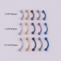 6/8/10mm Surgical Steel Ball Eyebrow Piercing Curved Lip Ring Snug Earring. 