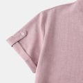 IELGY Men's shirt new solid color stand collar short sleeve shirt slim fit top. 