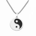 Vintage Stainless Steel Yin Ying Yang Pendant Necklace Black White Necklace Men PU Leather Necklaces Jewelry. 