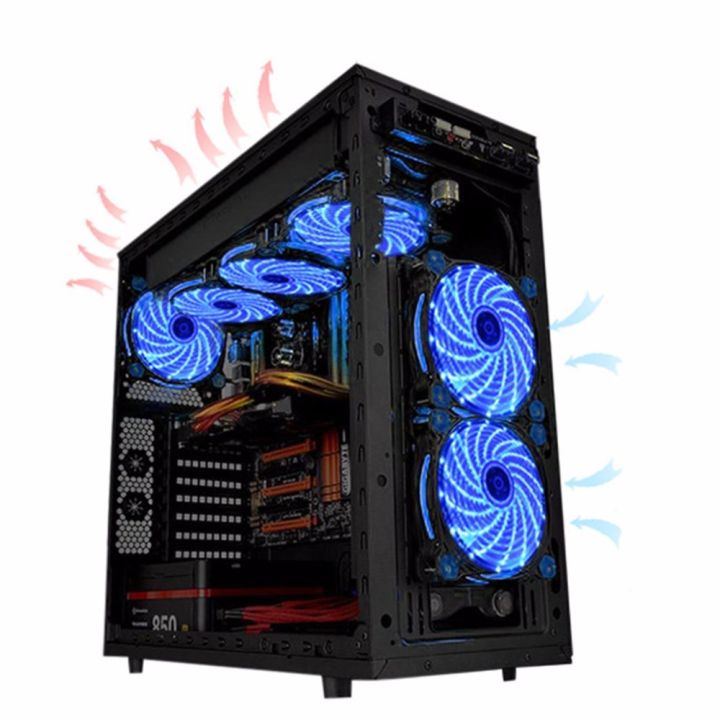 120mm LED Ultra Silent Computer PC Case Fan 15 LED CPU Heatsink Cooler ...