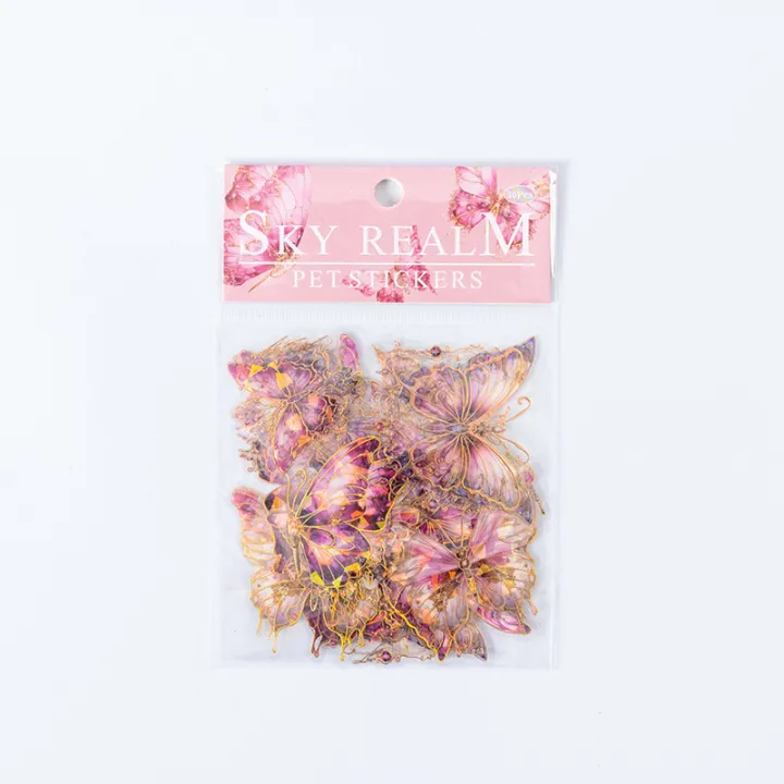 30PCS%20Dream%20Dance%20Sticker%20Pack:%20Sky%20Realm%20Retro%20Butterfly%20Hand%20Account%20Guka%20Flowing%20Hemp%20PET%203D%20Laser%20Gold%20Collage%20-%20Image%206