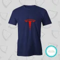 Tesla blue Tshirt  unisex  tees  designer tees  crew neck  silver white  red  blue  black. 