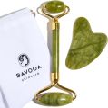 Jade Roller and Gua Sha - Spa Grade Face Roller Massager and Gua Sha Massage Tool Set. 100% Authentic Jade Stone. Reduces Puffiness, Wrinkles and Reveals Your Natural Glow. 