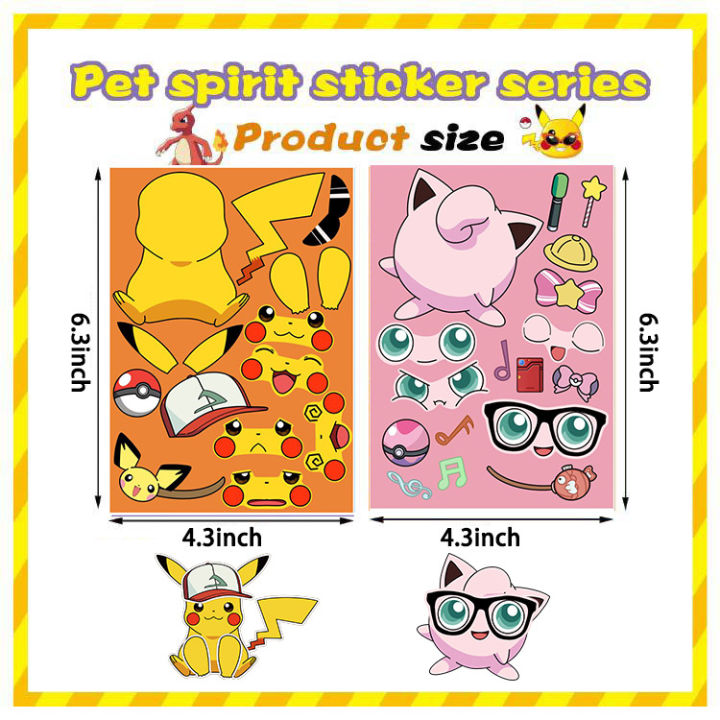 8%20Sheets%20Pokemon%20Puzzle%20Stickers%20Pikachu%20Psyduck%20Bulbasaur%20Anime%20Cartoon%20Kids%20DIY%20Make%20A%20Face%20Sticker%20Handicraft%20Waterproof%20Decals%20-%20Image%205