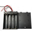 1pcs/lot Plastic 4 Aaa Case Holder Storage Plastic Box Spring Clip Black Red Wire Leads With Cover Switch. 