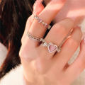 Pink Crystal Rings Sweet Cool Style Fashion Temperament Rings for Women Girls Y2K New Fashion Rings Party Gifts. 