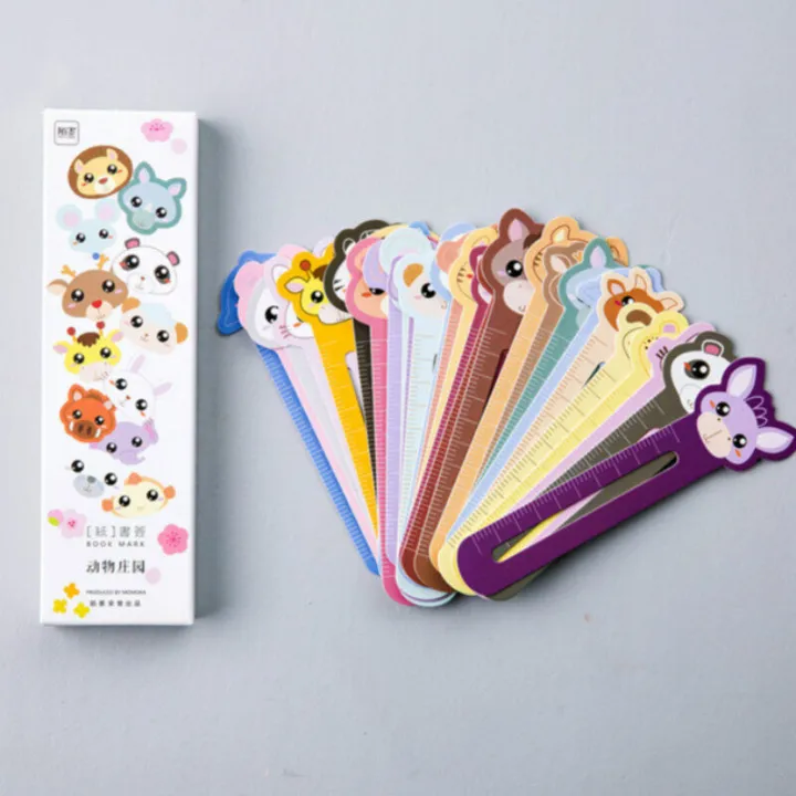 Panda Online 30 PCS Kawaii Cute Animal Farm Paper Bookmark for Book Holder Multifunction Bookmark Children School Supplies Gift